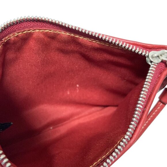 Auth COACH - Red Jacquard Leather Pouch - Picture 8 of 9